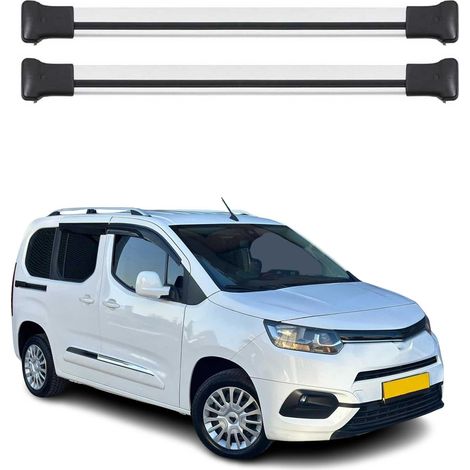 OMAC Barres de toit en aluminium pour Toyota Proace City 2019-2026 – TÜV / DIN 75302:2019 – Charge max 75 kg – 2 barres Argent (1/4)
