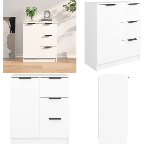 Buffet Blanc 60x30x70 cm Bois d'ingénierie - Buffet Blanc - Meuble Rangement - Commode - Armoire - Mobilier Salon - Home & Living