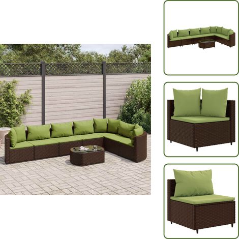 8-tlg. Garten-Sofagarnitur mit Kissen Braun Poly Rattan - Gartensorte - Gartenmöbelset - PE-Rattan Möbel - Outdoor Sofa - Lounge Set (1/5)