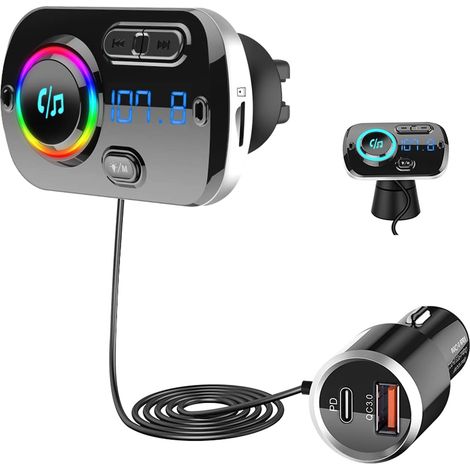 Chargeur de voiture 5.0 Modulateur FM Mains libres Adaptateur secteur Autoradio Lecteur MP3 Audio (1/4)