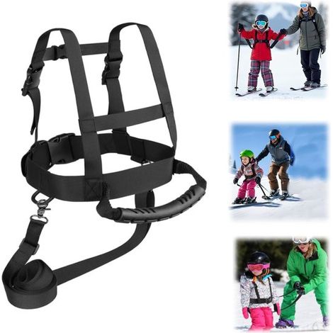 Sangle de transport pour skis d'enfants Corde d'entraînement au ski Sangle de remorquage de sécurité pour débutants (noir) (1/5)