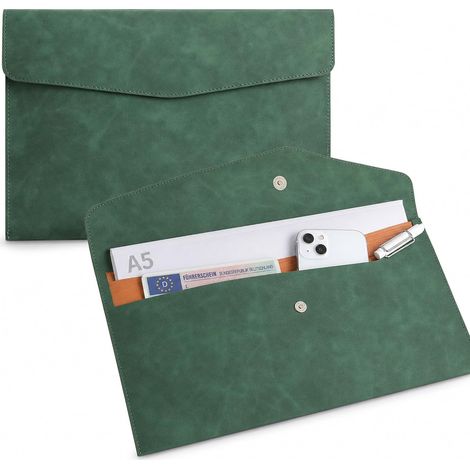 Porte-documents A5 pour permis de conduire, organiseur portable pour voiture, en cuir synthétique, fermeture à bouton-pression, pour ranger le permis de conduire, les factures et divers documents (1/5)