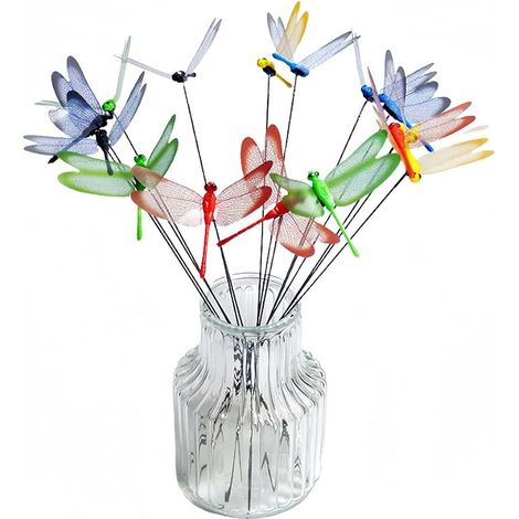 40 Pcs 3D Artificial Dragonfly Flowers for Indoor Outdoor Yellow Blue Green Red (1/5)