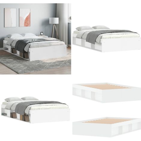 Bettgestell Weiß 120x190 cm - Bettes Gestell - Doppelbett - Weißes Bett - Massivholzbette - Holzbettrahmen - Home & Living (1/5)