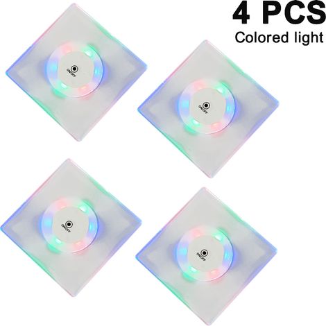 Juego de 4 posavasos LED, 10 cm de diámetro, acrílico impermeable, luz blanca y multicolor, para bares, fiestas y bodas. (1/5)