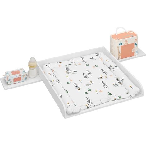 WOLTU Wickelaufsatz Wickeltischaufsatz universal für Kommode (Tiefe: 47-50 cm), mit Schutzrand, aus MDF, 160 x 10 x 80 cm, Weiß (80 x 80 cm für Baby)