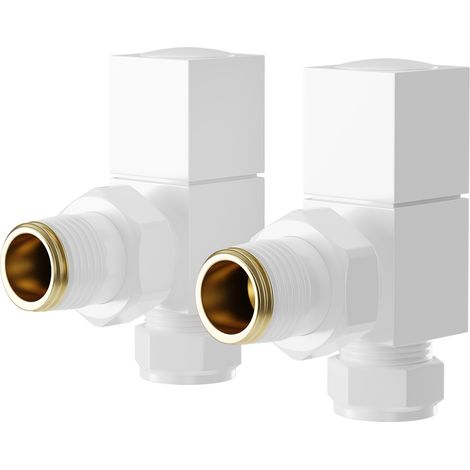 Dias White Square Angled Radiator Valves (1/5)