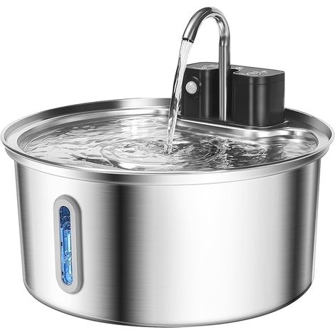 Fontaine pour Chat sans Fil, Fontaine a Eau Chat en Acier Inoxydable avec Detecteur de Mouvement et Batterie 4200mAh - Fontaine à Eau pour Chats avec Filtre et réservoir d'eau de 3.2L (1/5)