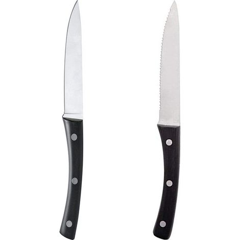 Coltello da carne tavola bistecca manico chiodato set6 per pizza lama seghettata liscia acciaio inox bar ristoranti casa - MISURA: Seghettato (1/5)
