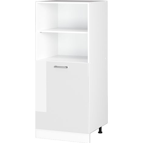 Hochschrank R-Line, Weiß Hochglanz, 60 cm mit offenen Regalen, und Tür, Vicco