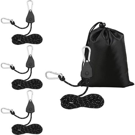 Corde di ancoraggio riflettenti per set da tenda con tenditori a cricchetto, 4 x 4 metri, nere (1/5)