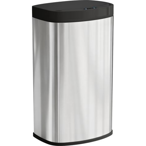 Automatischer Küchenabfalleimer 55L Edelstahl, Abfalleimer mit Soft-Close-Deckel, 38x28,5x69cm, silber - Designer-Küchenabfalleimer, 55L Edelstahl-Abfalleimer, Abfalleimer mit automatischem Deckel, gr