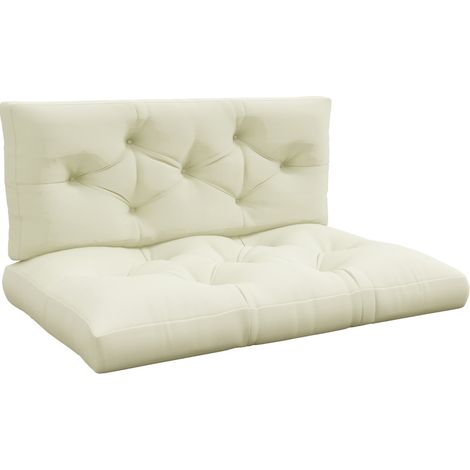 Gepolstertes Sitz- und Rückenkissen-Set mit Knöpfen 120 x 80 x 12 cm Creme (1/5)