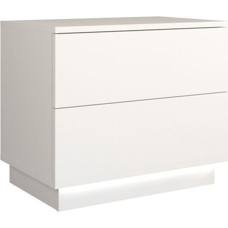 SINDI Comodino moderno con illuminazione a LED 55x37x47 camera da letto/ufficio/soggiorno Sistema di rilascio touch a 2 cassetti mobili moderni (1/3)
