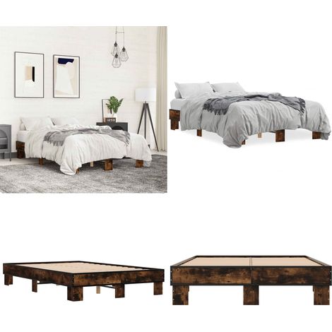 Cadre de lit sans matelas chêne fumé 140x190 cm - Cadre De Lit - Lit Double - Lit En Bois - Lit Design - Literie - Home & Living (1/5)
