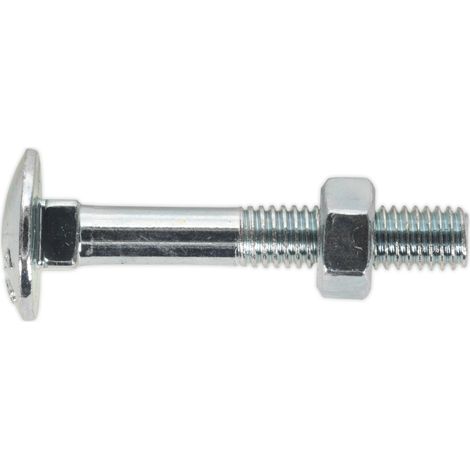 Sealey Zinc Plated Coach Bolt & Nut M6 x 40mm, DIN 603 - Pack of 100 CBN640