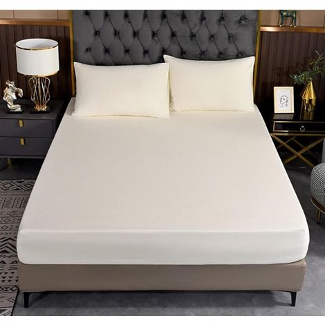 Solid color three-piece thick mattress protector cover, reducing the trouble caused by uneven sheets (color : white, size : 180 x 200 x 30) (1/5)