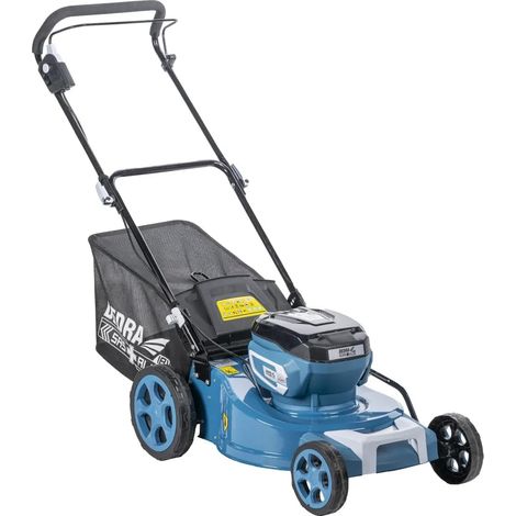 Tondeuse Ă Gazon sans Fil avec 2 Batteries 18 V + Chargeur Lame V-Cut 2800-3200 TR/Min, Largeur de Coupe : 460 mm, Hauteur de Coupe : 30-75 mm, Panier collecteur d'herbe 62 l (1/5)