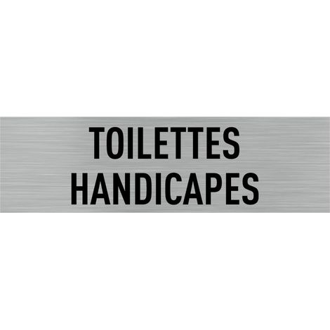 Pictogramme TOILETTES HANDICAPES (Q0019).- Adhésif aspect aluminium brossé - (1/5)