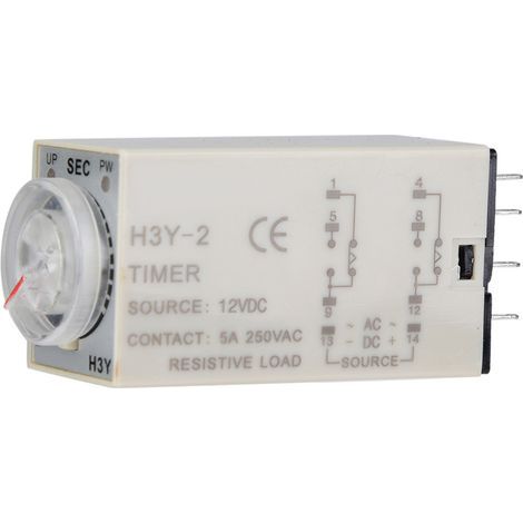 Minuterie de Temporisation à Pointeur H3Y-2, Relais de Temporisation 8 Broches 12VDC (60S) (1/5)