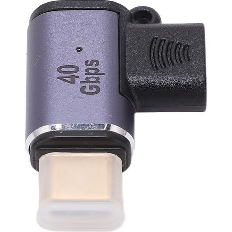 Adaptateur de type L femelle Type-C vers mâle Type-C, adaptateur magnétique USB-C coudé latéral 40 Gbit/s avec languettes d'oreille. (1/5)