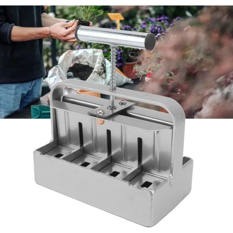 Moule à blocs de terre manuel à double rangée avec 8 bacs de rétention de terre de 4 cm, outils de jardinage, outils de semis (1/5)