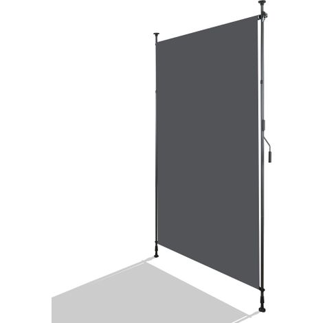 Vertikale Außenmarkise mit Klemmbefestigung, ausziehbar, montage ohne Bohren, Sicht- und Windschutz für Balkon und Terrasse, wetterfest, anthrazitfarben, mit Handkurbel, 150 x 270 cm