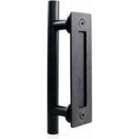 Poignée de porte coulissante en acier inoxydable, poignée de porte de grange coulissante - Poignée ronde simple - Noir (1/4)