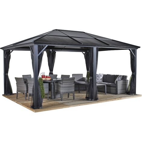 Sojag Aluminium Pavillon Meridien 1216 inkl. Moskitonetz Anthrazit 365x485x270 cm (1/5)