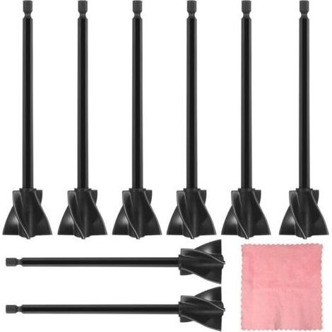 8 Pièces Mélangeur de Résine Pro, Agitateur de Résine époxy, Melangeur époxy pour Perceuse 1/4 pour Mélange de Silicone, Peinture, Glaçure Céramique, Accessoires + Chiffon de Nettoyage (1/5)