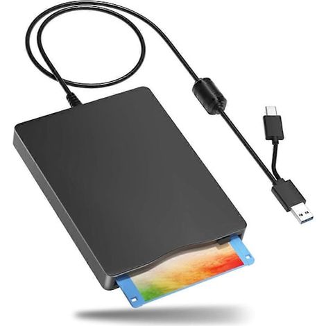 Lecteur de disquettes externe USB Type-C 3,5 pouces, lecteur de disquettes portable pour ordinateur portable et de bureau, périphérique de transfert de données Plug and Play - FF (1/5)