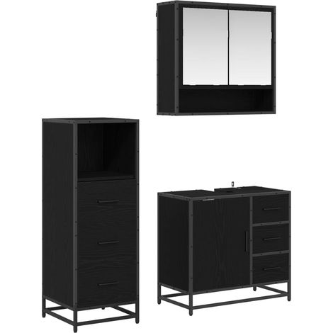 Maison Exclusive - Badezimmermöbel-Set 3 pcs Schwarz Eichen-Optik