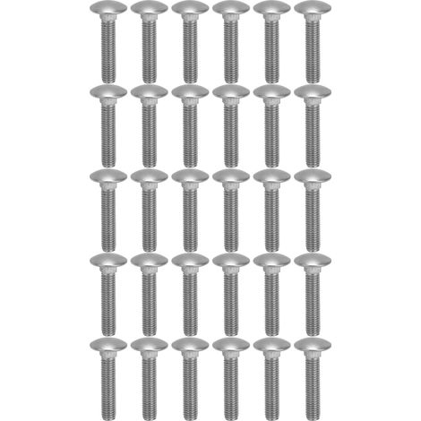 Boulon à vis M8x1.25 A2, 30 pièces, tasse carrée en acier inoxydable, boulons de chariot à filetage grossier DIN603M8x40 (1/5)