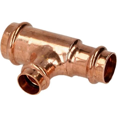 Raccord à sertir cuivre té réduit 54 x 28 x 54 mm contour V