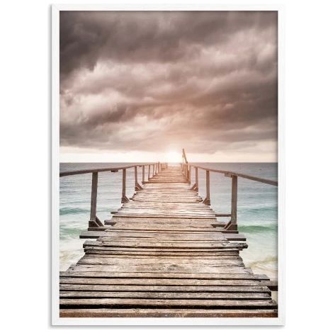 Póster decorativo con marco blanco, cielo marino para dormitorio, 50 x 70 cm. (1/5)