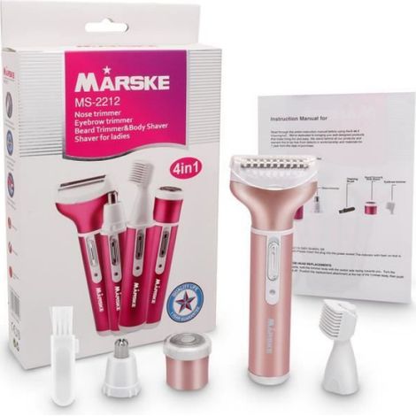 Rasoir Electrique Femme,4 en 1 Kit de la Epilation USB de Rechargeable Impermeable,Tondeuse Bikini,Maillot,Visage,Sourcils,Nez (1/4)