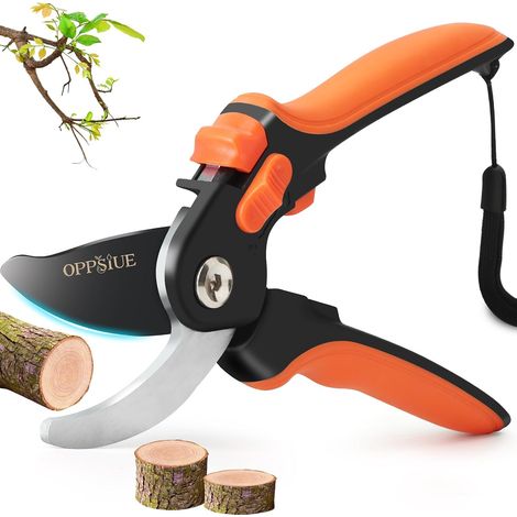 Sécateur de jardin 20 cm, cisaille de jardin professionnelle japonaise en acier SK5 avec revêtement en téflon, zone de coupe réglable de 25 mm, verrouillage de sécurité, idéal (1/5)