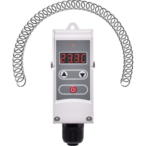 EMOS P5683 - Termostato regolabile con sensibilità all'interruttore, molla a vite e display digitale/termostato a tubo, gamma di regolazione da 5 °C a 80 °C, 45 x 45 x 110 mm (1/5)