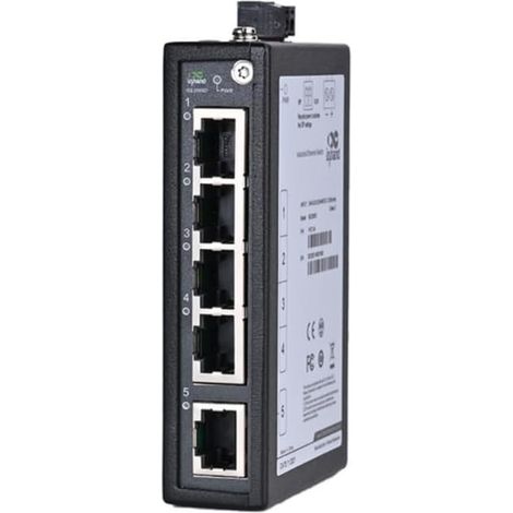 ISE2005D 5 Port Industrial Ethernet Switch 10/100Mbps Unmanaged Network Switch for DIN Rail, Ultra-Compact, -40°C to +75°C (Terminal Block Included) (1/5)
