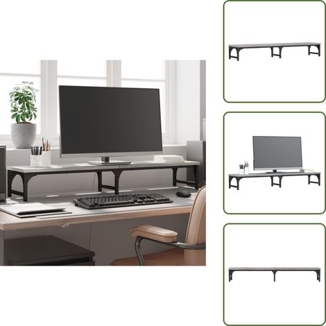 Monitorständer Grau Sonoma 105x23x15,5 cm Holzwerkstoff - Monitorständer - Schreibtisch Organizer - Ergonomie - Holzwerkstoff - PC Zubehör