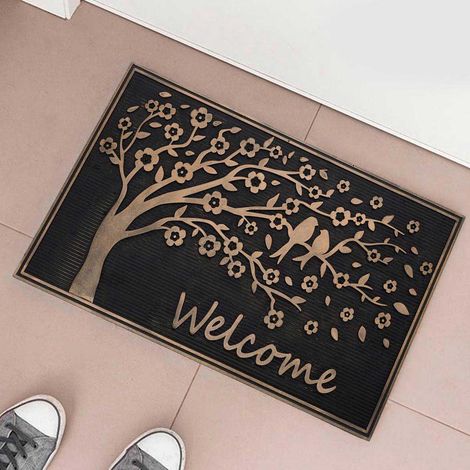 Essuie-pieds Welcome 75 cm – Gomme antidérapante – Élimine saleté et humidité – Nettoyage facile et rapide – Zen Et Ethnique (1/5)