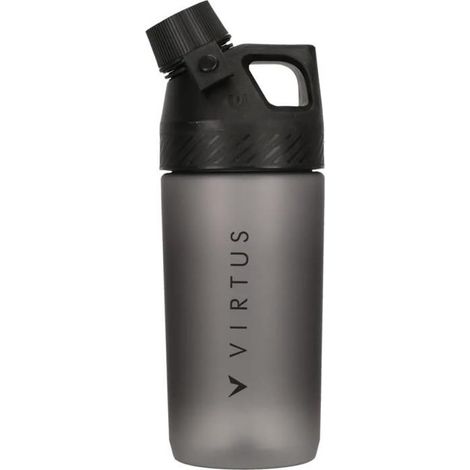 Botella reutilizable VIRTUS Graeme 0,65 L negro y gris metalizado mate con asa para el dedo (1/3)