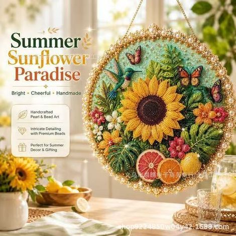 Creative and trendy new Pearl Art Hanging Wreath - Four Seasons Holiday Pearl Painting - B -