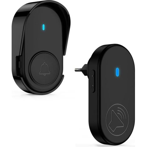 Timbre inalámbrico para exteriores resistente al agua, kit de timbre resistente al agua IP66 (negro) (1/4)
