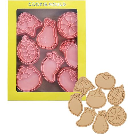 8 Pièces Emporte-Pièces 3D Dinosaure pour Biscuits Fruits Légumes, Moule à Gâteau Anniversaire, Tampon à Main pour Pâtisserie (1/5)