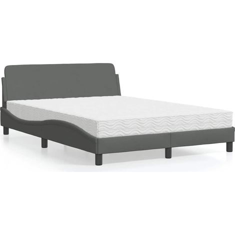 Bett mit Matratze "Dover" Dunkelgrau 140x200 cm Stoff (1/5)