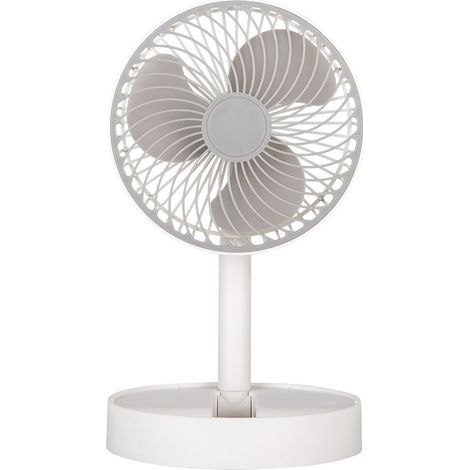 Ventilador inalámbrico portátil DC "Jericó" recargable con alimentación USB (5W 3 velocidades) color blanco y gris (1/4)