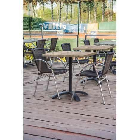 Pied de table d'extérieur en métal noir H 73 cm Bacchus (1/4)