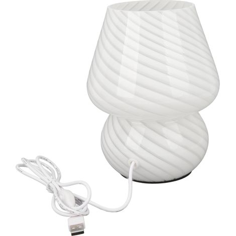 Petite lampe de nuit champignon en verre rayé, lumière chaude à intensité variable sans palier, pour lecture, salle à manger et décoration intérieure (1/5)