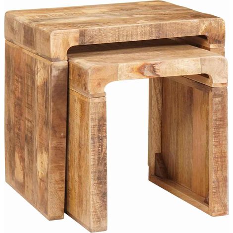Tables gigognes 2 pcs Marron Bois de mangue massif